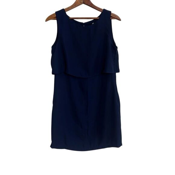 H&M Blouson Sleeveless Chiffon Mini Dress Navy Blue Size 6 - Picture 1 of 9